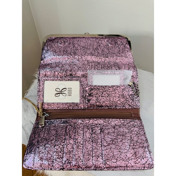 HOBO Rachel Continental Clutch Leather Wallet Blushed Crackle Metallic,  NWT - Picture 12 of 15